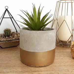 Gold cement plant pot