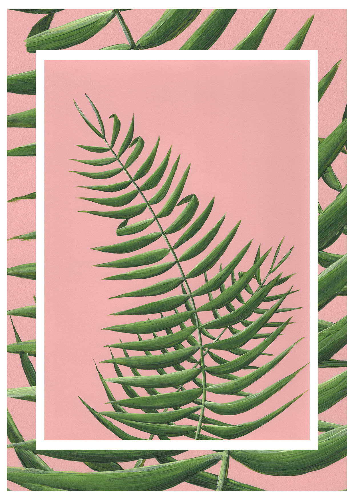 Double Palms on Pink a6 card