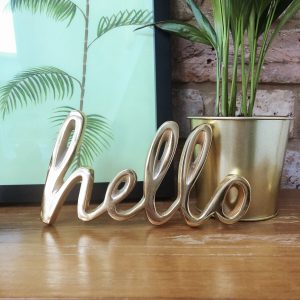 ‘Hello’ gold cast word