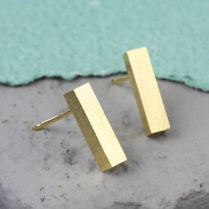gold bar stud earrings