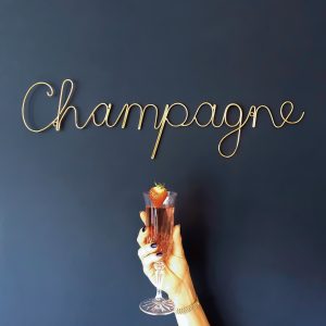 'Champagne ' Wire Word Gold
