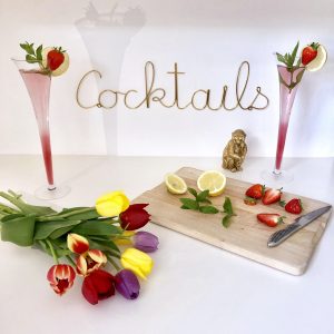 'Cocktails ' Wire Word Gold