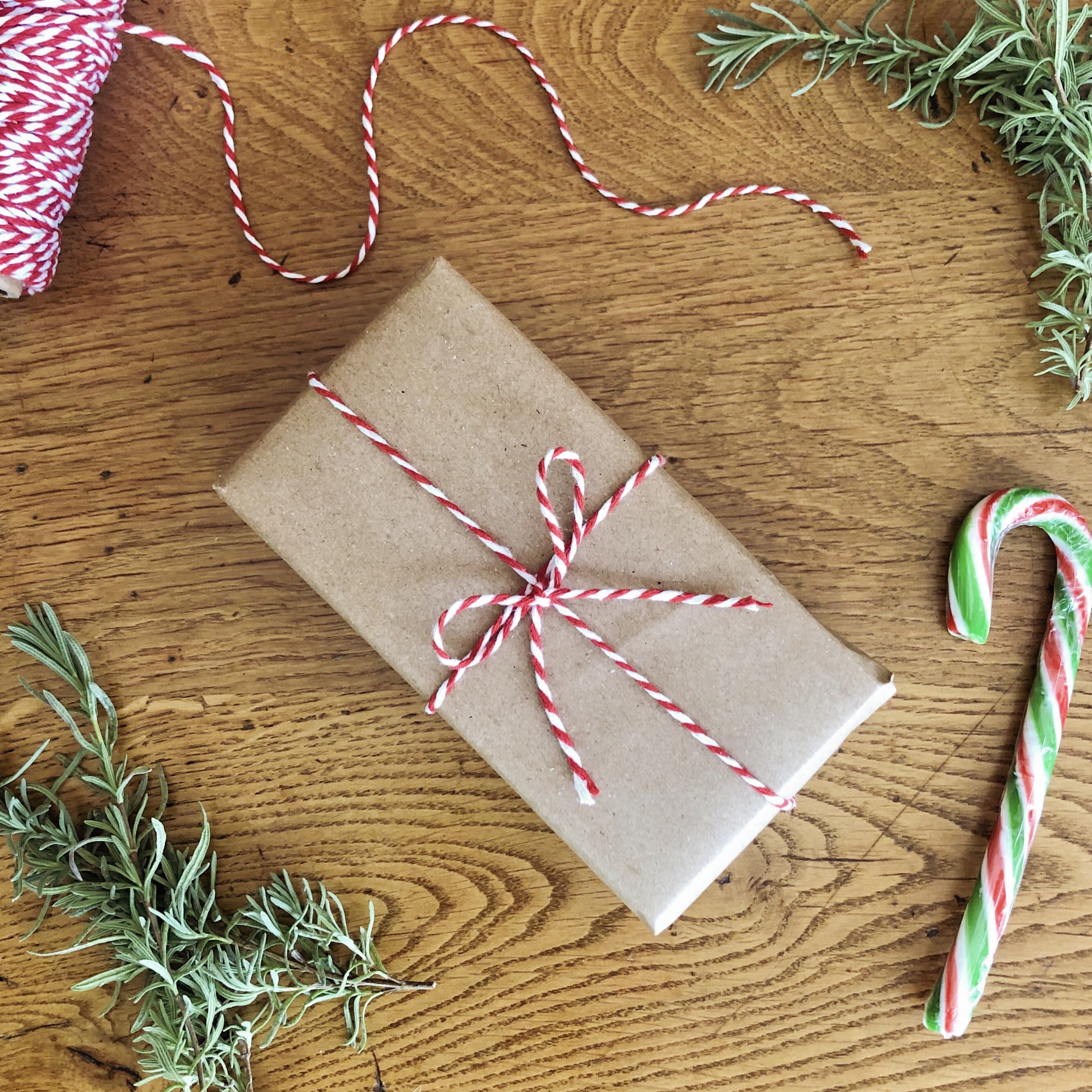 Wrapped Christmas stocking present