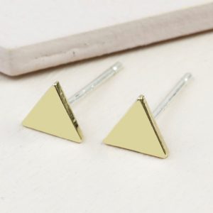 Gold triangle stud earrings