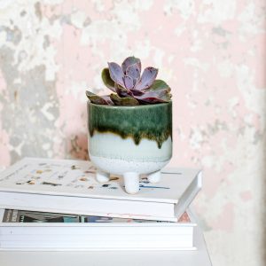 Glazed tripod mini planter